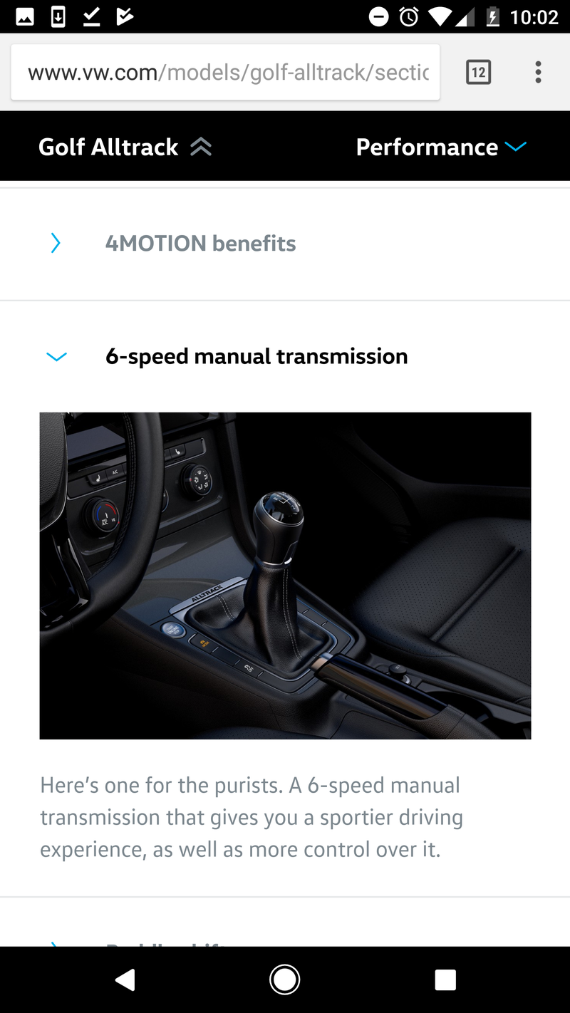Illustration for article titled Reminder: the Golf Alltrack is now available with stick in the US for 2018.